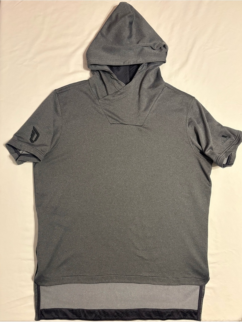 adidas Damian Lillard Dame Gray Short Sleeve Basketball Hoodie Sweatshirt
